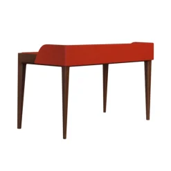 Bellagio Ash Wood Desk With Red Leather Upholstery And Hidden Drawer
