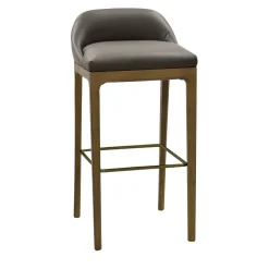 Bellagio Low Back Ash Wood Leather Bar Stool