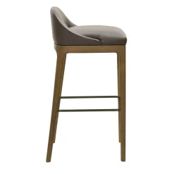 Bellagio Low Back Ash Wood Leather Bar Stool