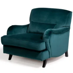 Bernini teal blue velvet classic armchair