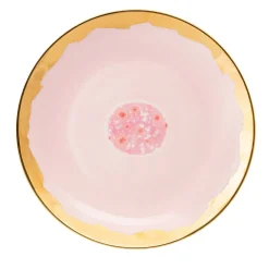 Berry Set of 2 Pink Dessert Plates with Dripping-Like Rim