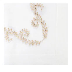 Berry White Embroidered Linen Tablecloth