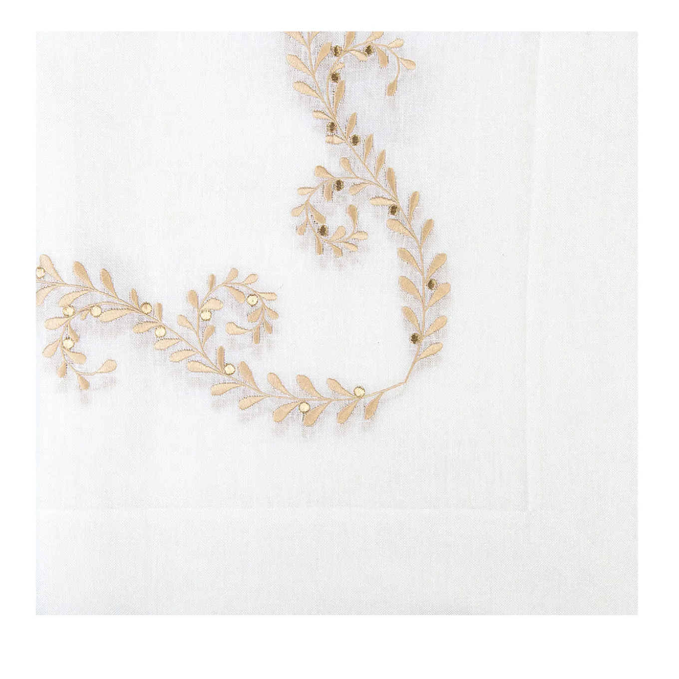 Berry White Embroidered Linen Tablecloth