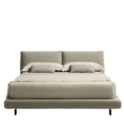 Beverly Bed 905 in Beige Leather