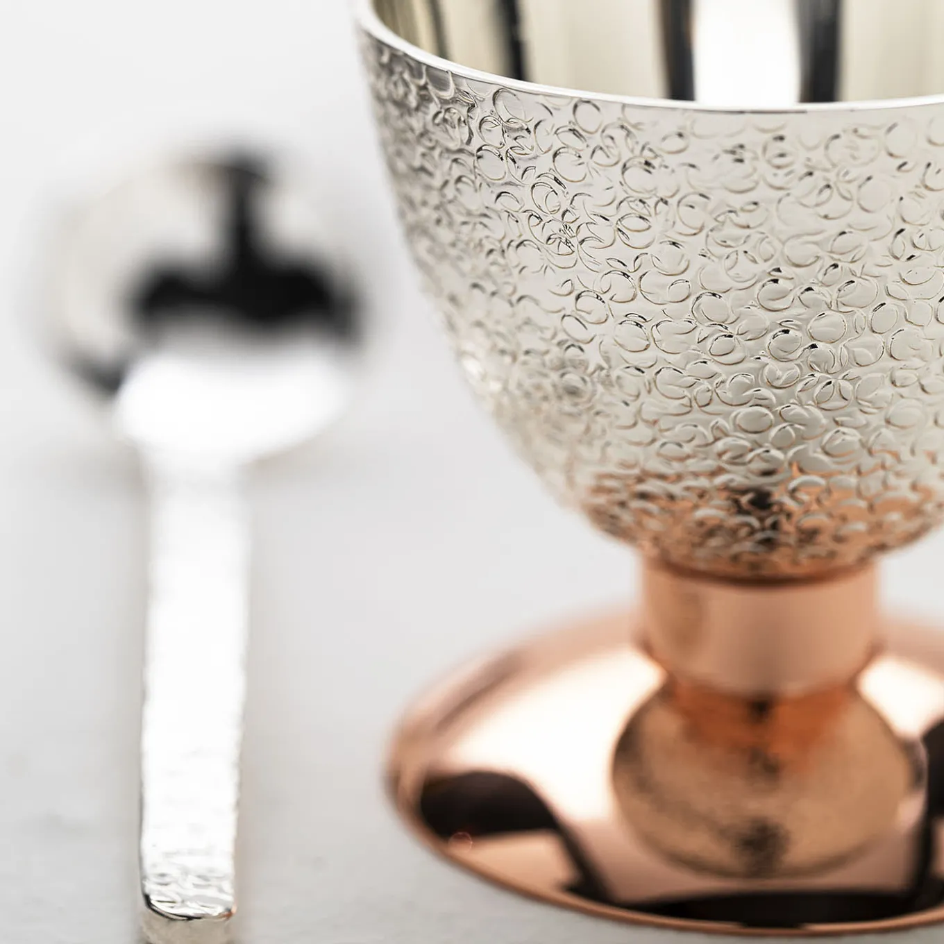 Bibo Silver & Copper-Plated Set of Brass Egg Cup and Spoon