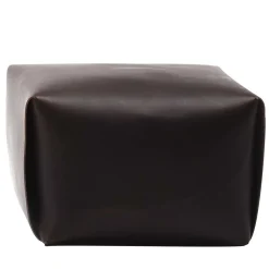 Big Bao Dark Brown Leather Ottoman by Viola Tonucci