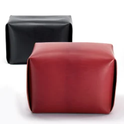 Big Bao Red Leather Ottoman by Viola Tonucci