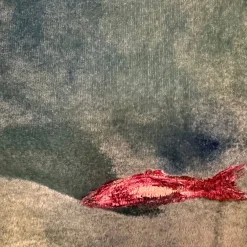 Big Fish Green Velvet Hand-Painted Tapestry