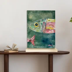 Big Fish Green Velvet Hand-Painted Tapestry