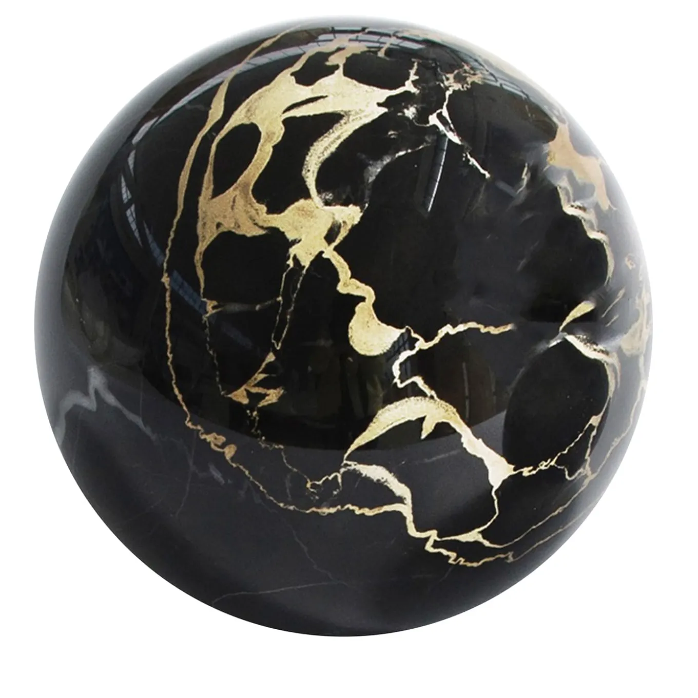 Big paperweight sphere in Portoro marble