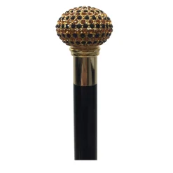 Black - Gold Sphere Walking Stick