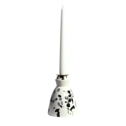 Black & White Ceramic Candlestick with 4 Scented Candles