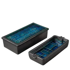 Black and Blue Set Box and Ashtray by Aldo Londi