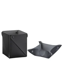 Black and grey leather Paper block holder and miu box set