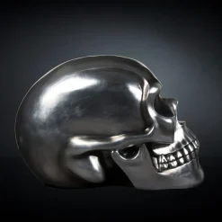 Black and Silver Skull Sculpture
