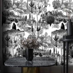 Black and White Cactus Wallpaper