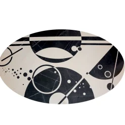 Black and White Oval Marble Table