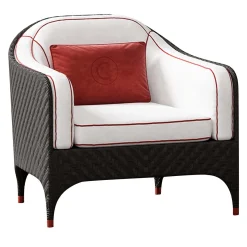 Black Armchair with White Cushions