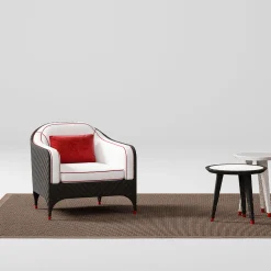 Black Armchair with White Cushions