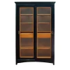 Black Bookcase with Sliding Doors