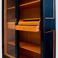 Black Bookcase with Sliding Doors