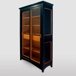 Black Bookcase with Sliding Doors
