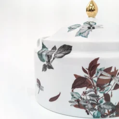 Black Dragon Pool Porcelain Tureen With Leaves And Dragonflies