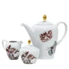 Black Dragon Pool Porcelain Tea Set With Leaves