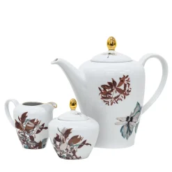 Black Dragon Pool Porcelain Tea Set With Leaves