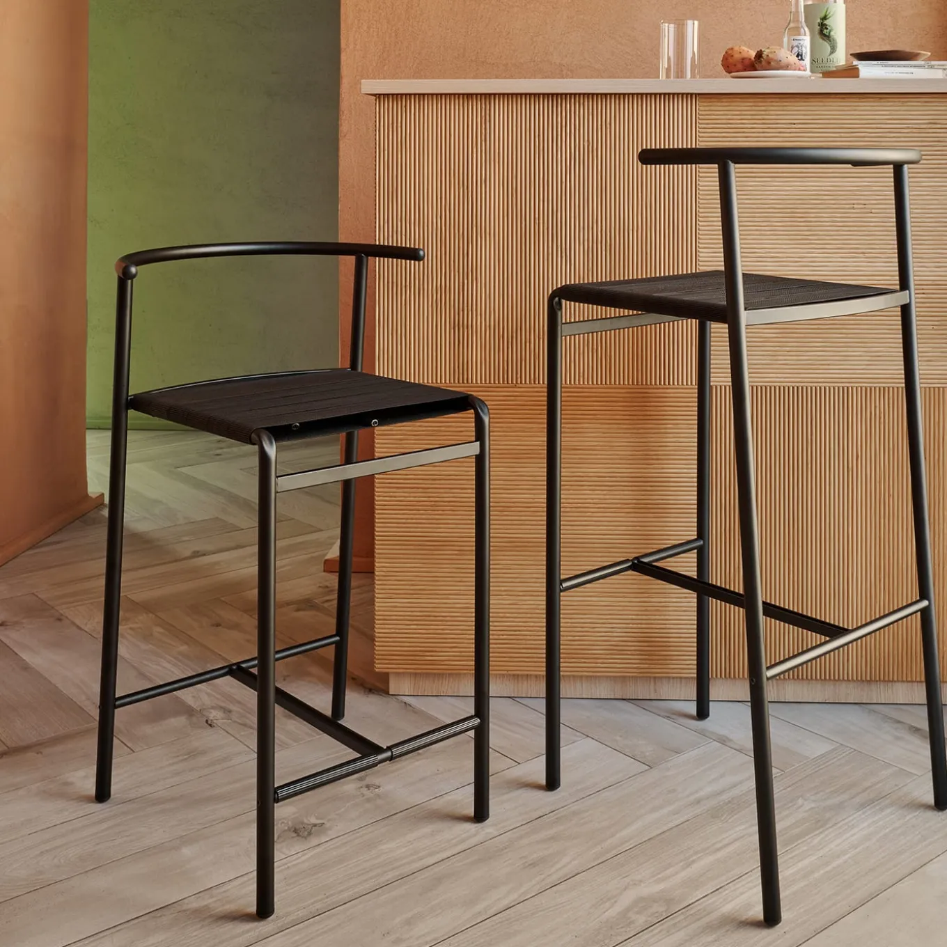 Black Kitchen Stool with Lasten Seat
