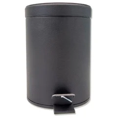 Black Leather Pedal Bin