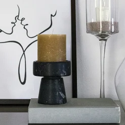 Black Marquina Marble Candle Holder