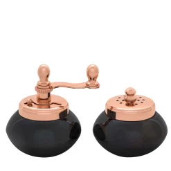 Black Nickel And Copper Plated Brass Pepper Mill And Salt Shaker
