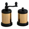 Black Nickel and Gold Plated Brass Pepper Mill and Salt Shaker