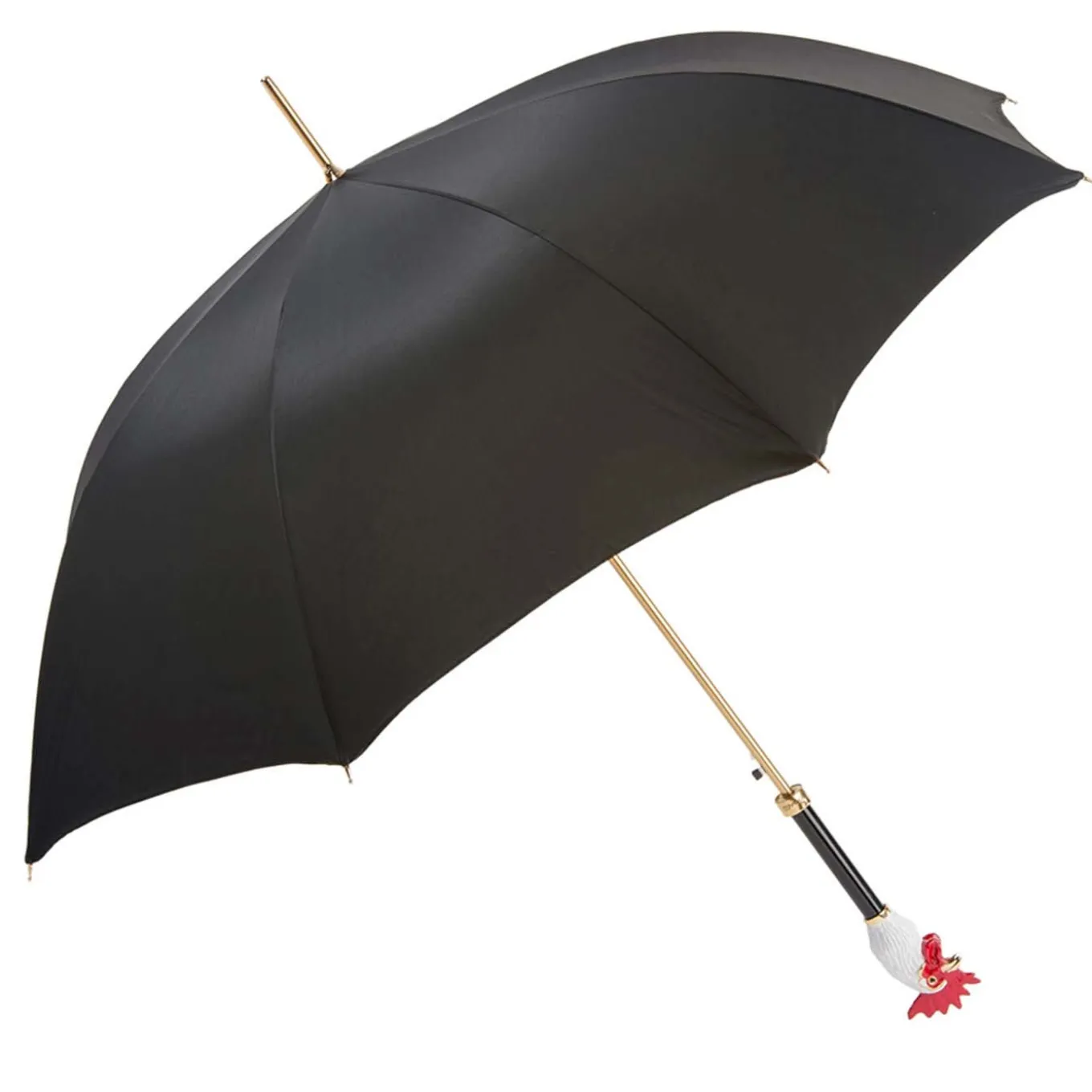 Black Rooster Handle Umbrella in Metal
