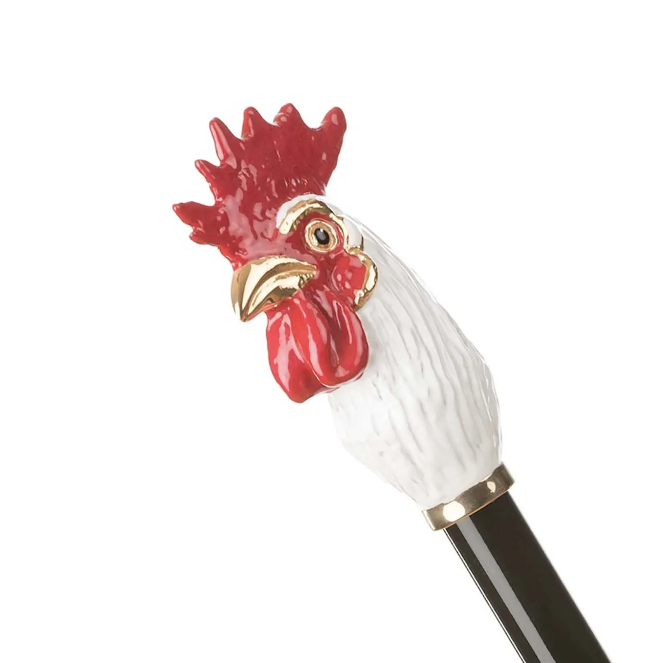 Black Rooster Handle Umbrella in Metal