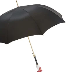 Black Rooster Handle Umbrella in Metal
