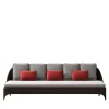 Black 3-Seater Sofa with Gray and Red Cushions