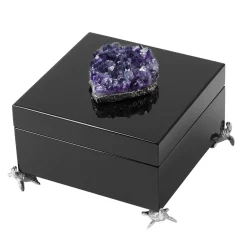 Black Square Box with Amethyst