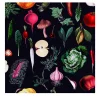Black Vintage Vegetables Kitchen Wallpaper