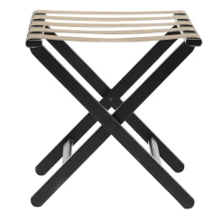 Black Wood & Leather Luggage Stand #1