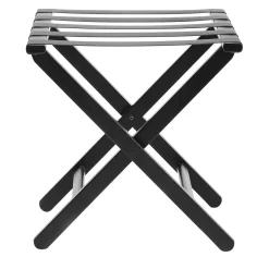 Black Wood & Leather Luggage Stand #2