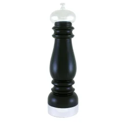 Black Wood and Silver-Plated Brass Pepper Grinder
