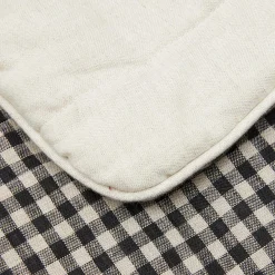 Black&White Checks Linen Blanket with Piping