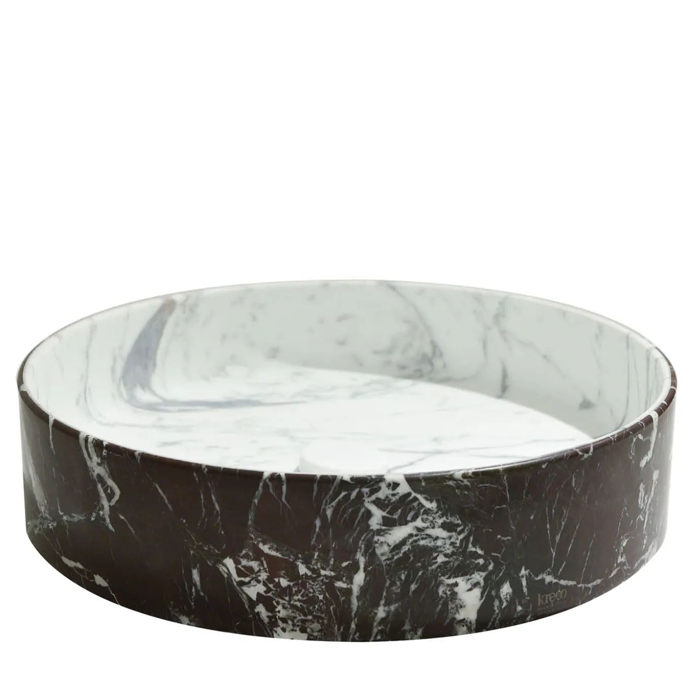 Blessed Circle Washbasin in Rosso Lepanto and Calacatta Carrara