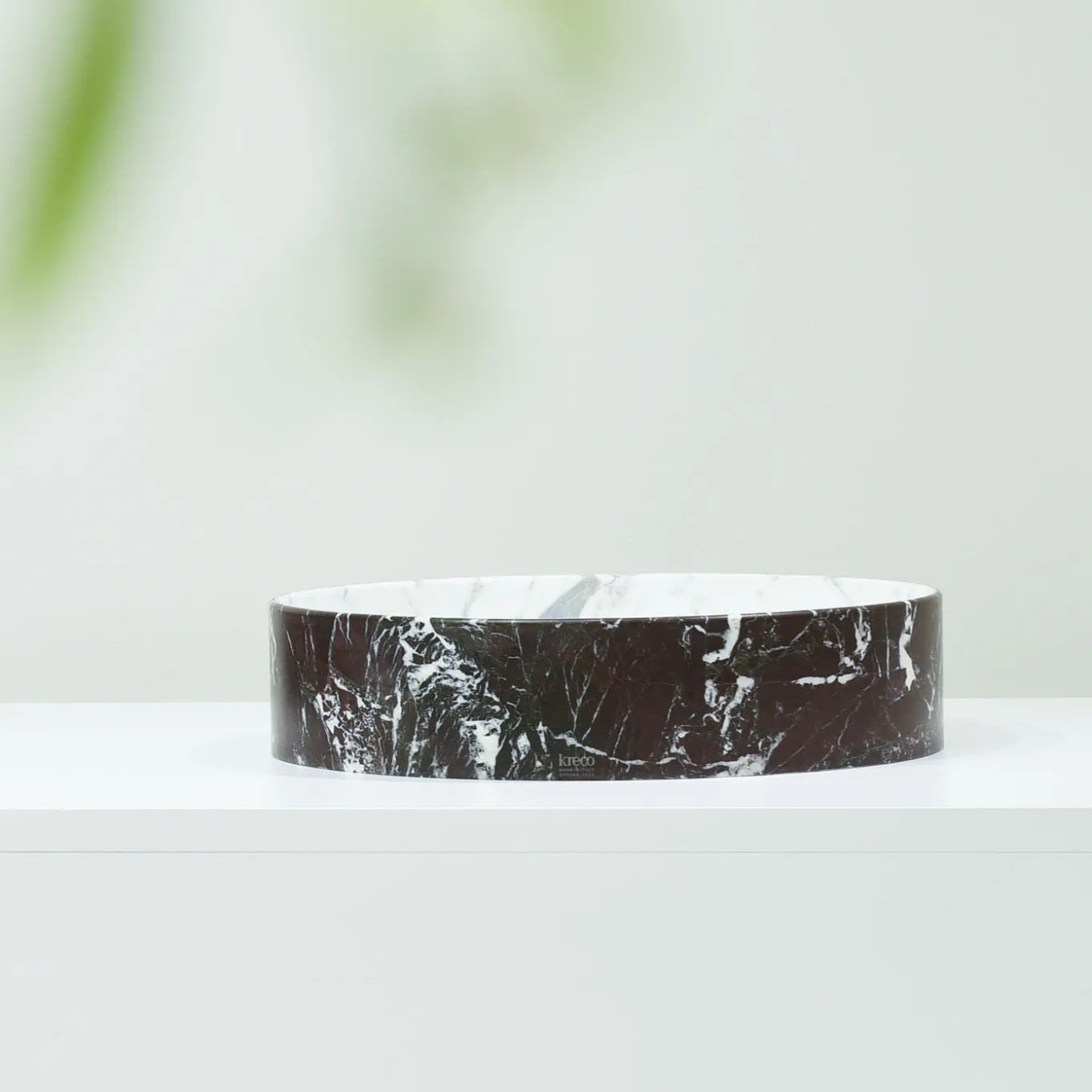 Blessed Circle Washbasin in Rosso Lepanto and Calacatta Carrara