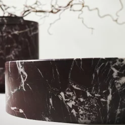 Blessed Circle Washbasin in Rosso Lepanto and Calacatta Carrara