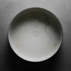 Blessed Circle Washbasin in Rosso Lepanto and Calacatta Carrara