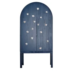 Blossom Blue Storage Cabinet with Double Doors & Ceramic Inserts