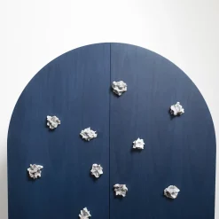 Blossom Blue Storage Cabinet with Double Doors & Ceramic Inserts